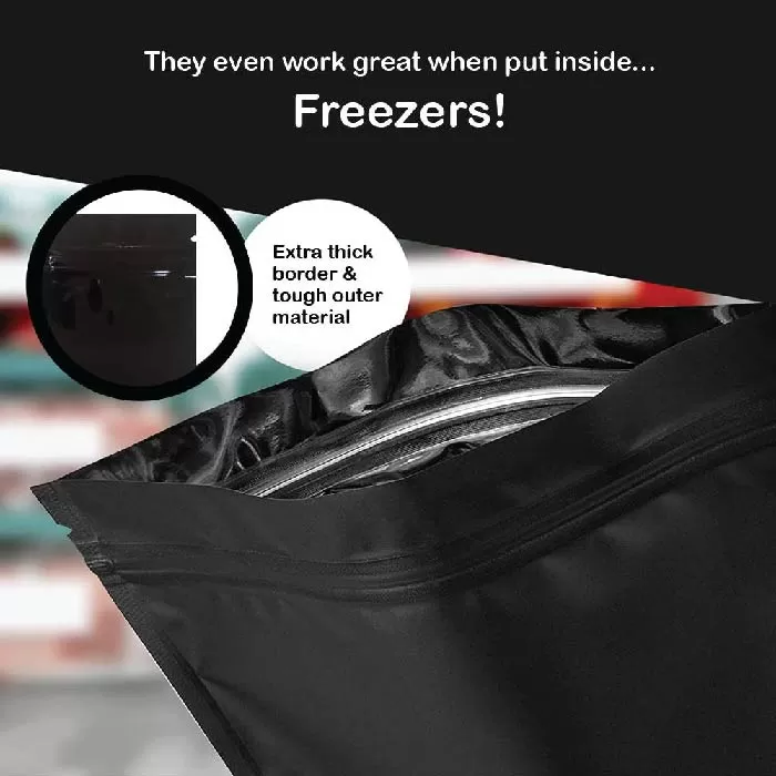 Mylar Bags | 28g Capacity, Matte Black/ClearWindow (50pcs) - Image 2