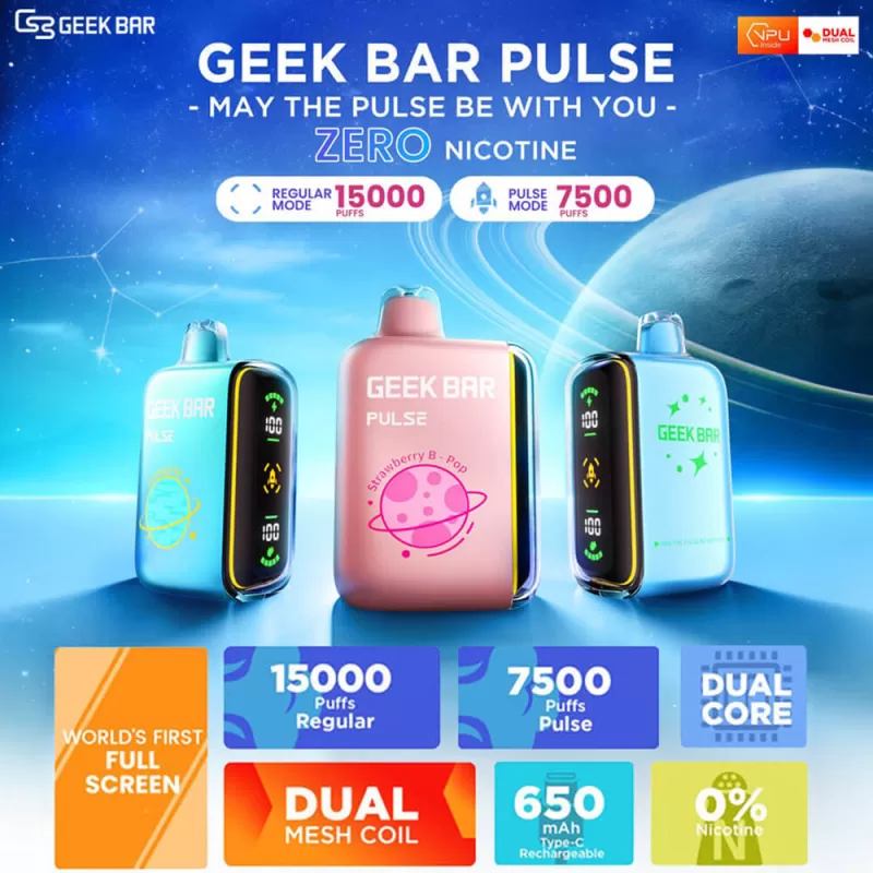 Geek Bar Pulse 15K ZERO NICOTINE Disposable Device – 15000 Puffs