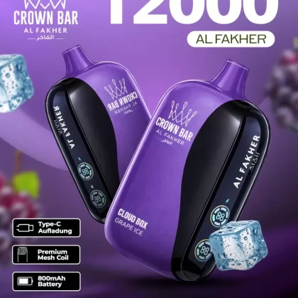 Al Fakher CrownBar Vape 12000 - Grape Ice