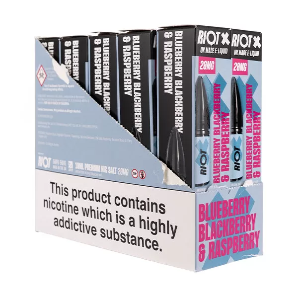 Riot X Nic Salt E-Liquids - Pack of 10 - Blueberry Blackberry & Raspberry / 20mg - Image 2