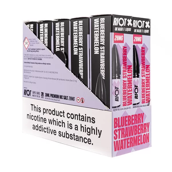 Riot X Nic Salt E-Liquids - Pack of 10 - Blueberry Blackberry & Raspberry / 20mg - Image 3