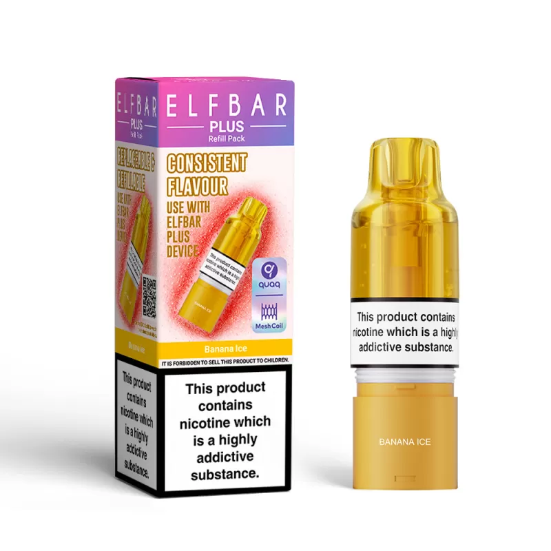 Elf Bar Plus Banana Ice Prefilled Pod + Refill - 20mg