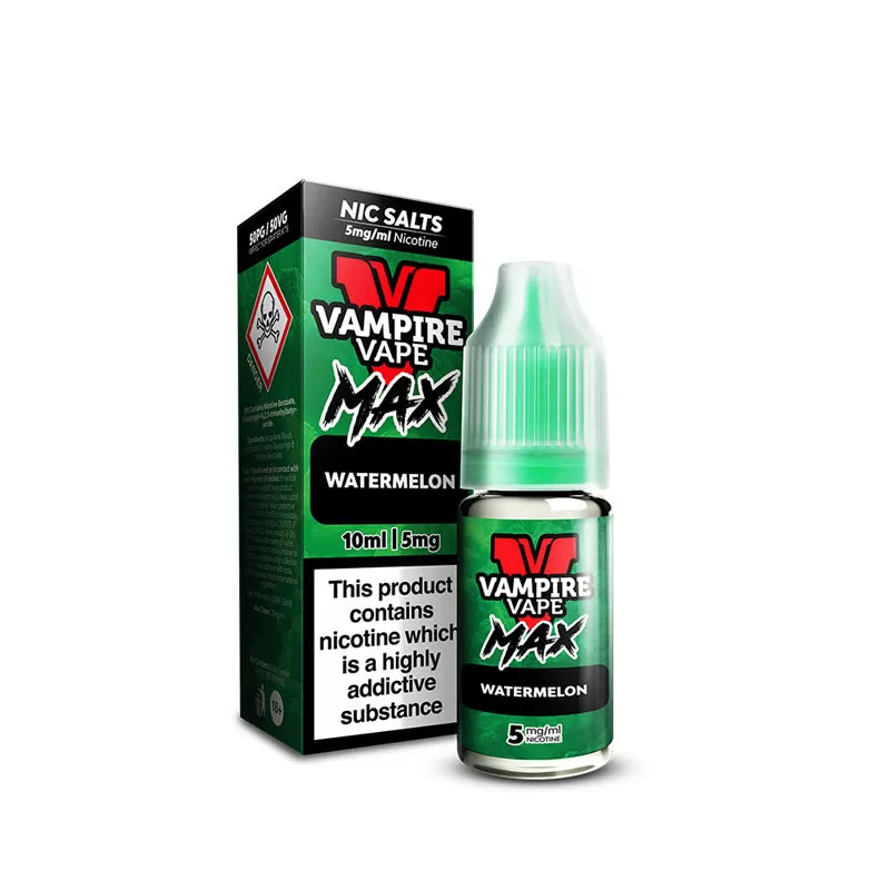 Vampire Vape MAX Watermelon Nic Salt E-Liquid 10ml - 5mg - Image 2