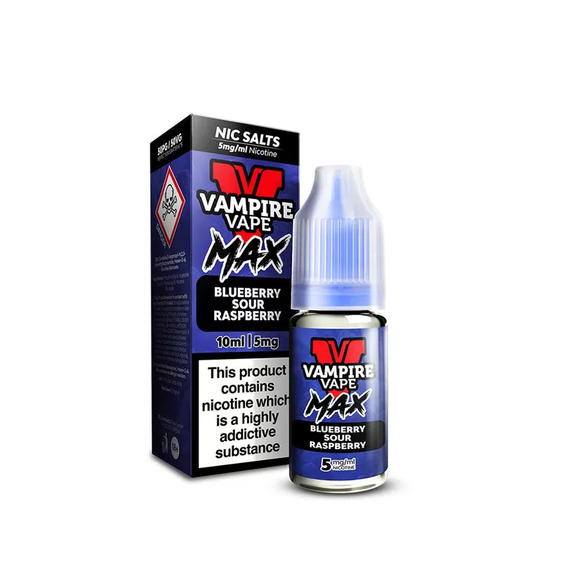 Vampire Vape MAX Blueberry Sour Raspberry Nic Salt E-Liquid 10ml - 20mg - Image 2