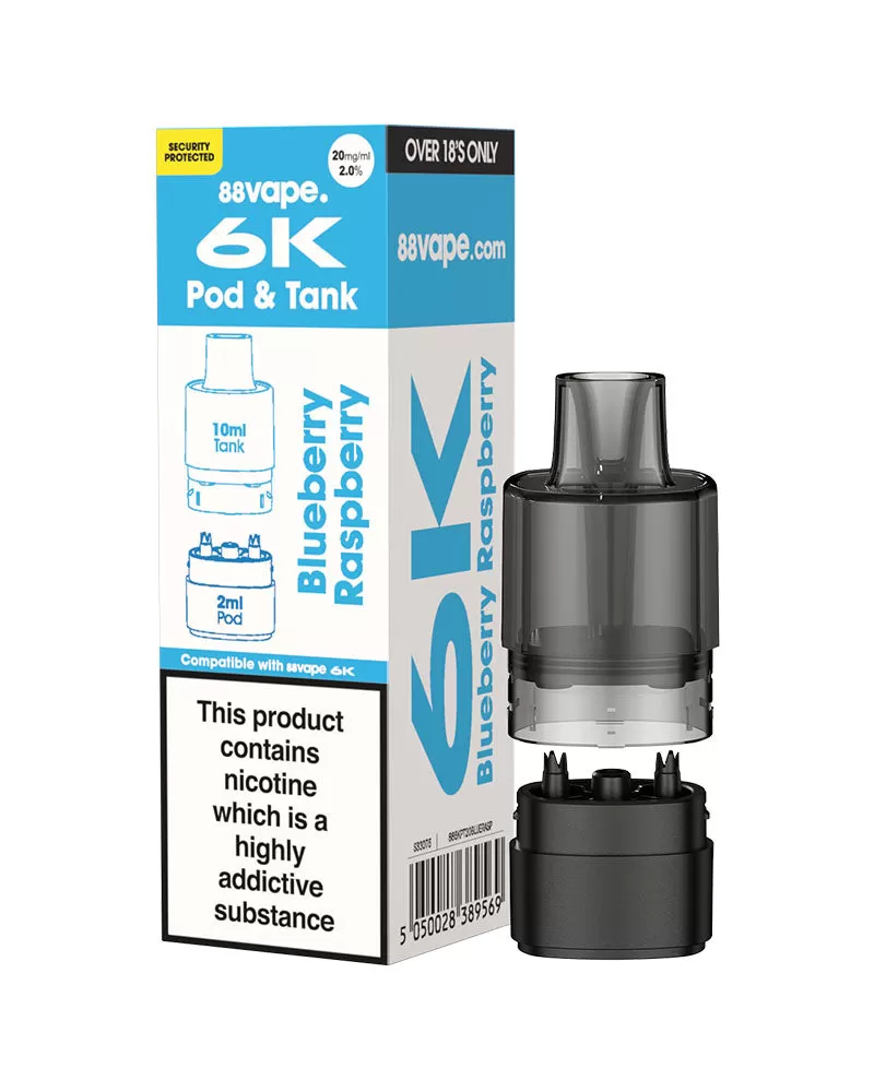 88Vape 6K Blueberry Raspberry Refill Pack - 20mg (2%)