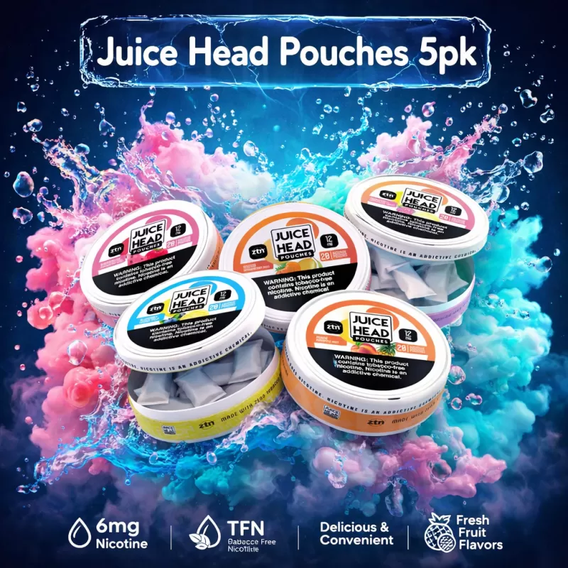Juice Head Pouches 5pk - Peach Pineapple Mint / 12mg
