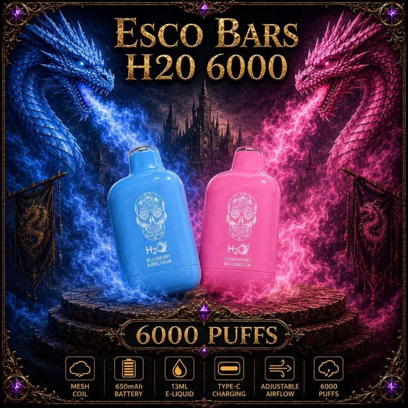 Esco Bars H20 6000 - Strawberry Cereal Donut Milk (BLK Series) / Green Apple