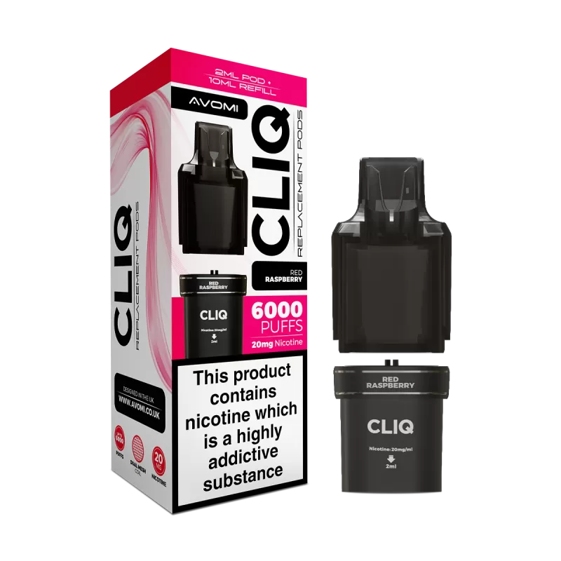 Red Raspberry Avomi Cliq 6000 Refill Pack - 20mg