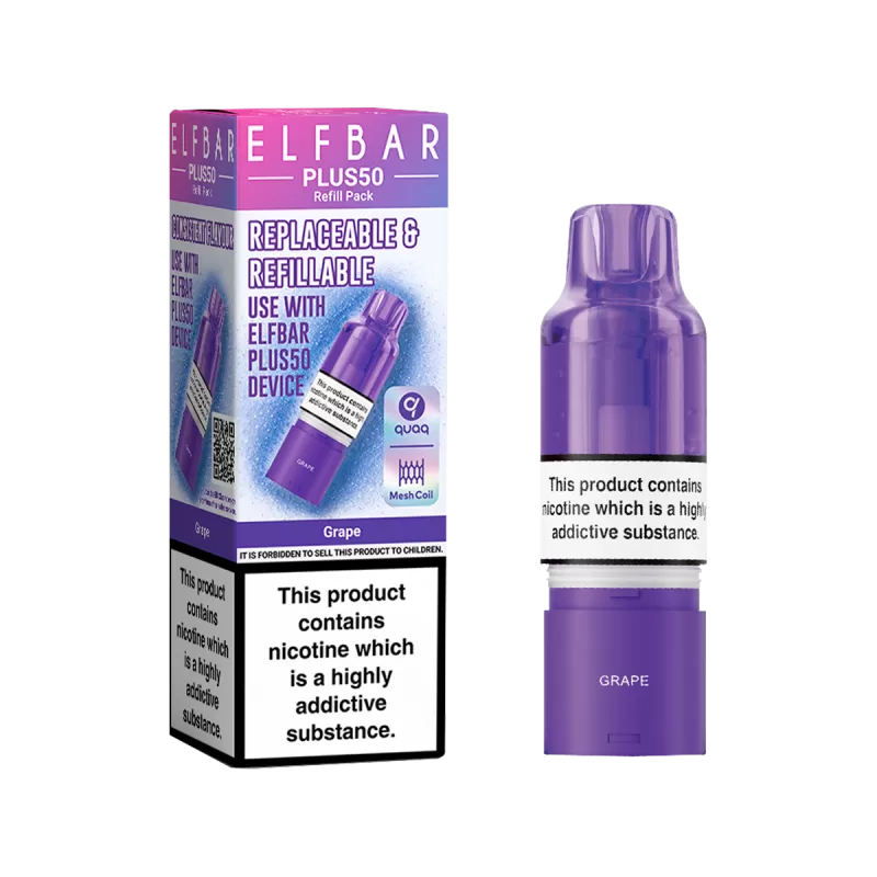 Grape ElfBar Plus 50 Refill Pack - 20mg