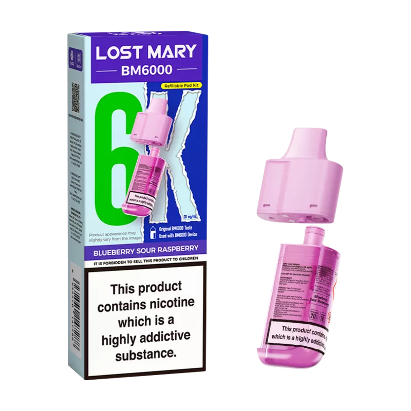 Blueberry Sour Raspberry Lost Mary BM6000 Refill Pack - 10mg
