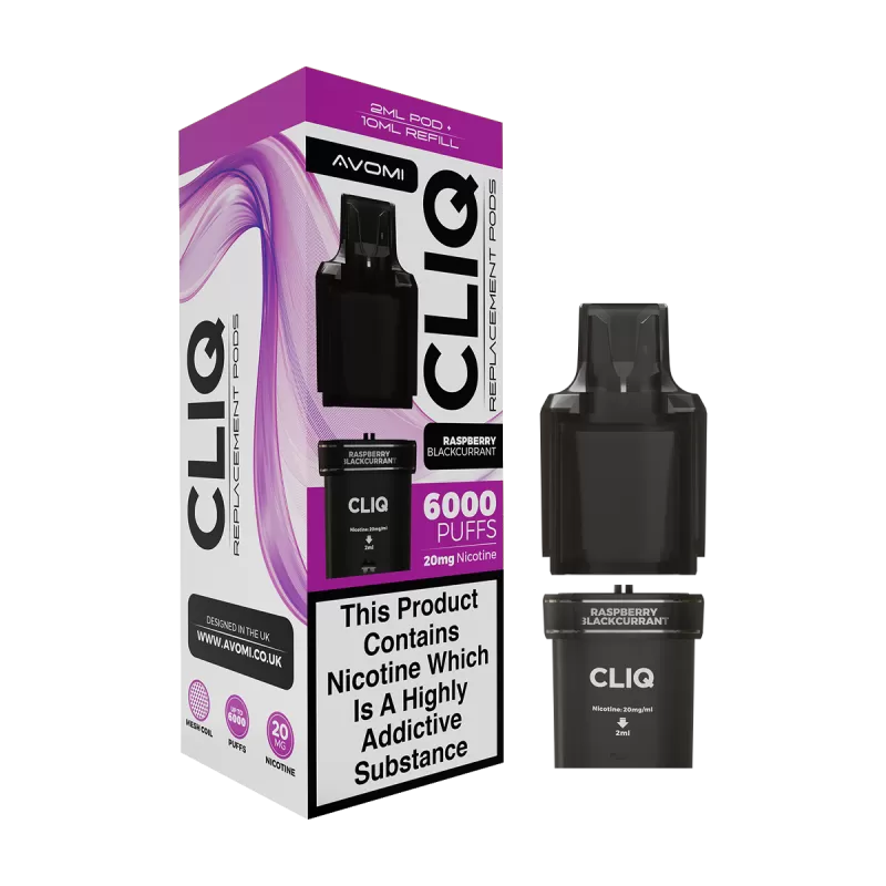 Raspberry Blackcurrant Avomi Cliq 6000 Refill Pack - 20mg