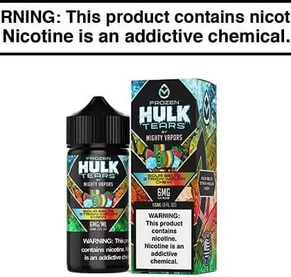 FROZEN SOUR BELTS STRAW-MELON CHEW BY MIGHTY VAPORS HULK TEARS 100ML