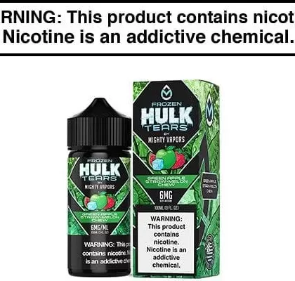 FROZEN GREEN APPLE STRAW-MELON CHEW BY MIGHTY VAPORS HULK TEARS 100ML