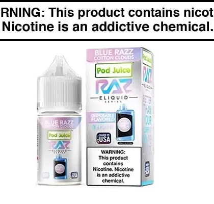 BLUE RAZZ COTTON CLOUDS BY POD JUICE SALTS X RAZ 30ML