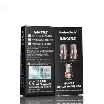 Horizontech Sakerz Replacement Coils - Pack of 3 - Mesh .16ohm