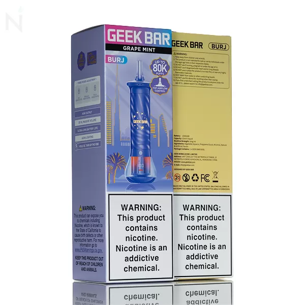 Geek Bar Burj 80K 80,000 puff Shisha Disposable Vape - 25mL - Watermelon Mint - Image 3