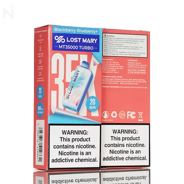 Lost Mary MT35K Turbo 2% Nicotine Disposable Vape - 18mL - Black Razz Lemon - Image 3