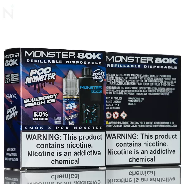 SMOK x Pod Monster 80K Puffs Refillable Disposable - Cool Mint - Image 3