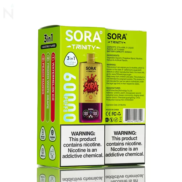 Sora Trinity 60K Disposable - Kyoto Matcha / Boba Milk Tea / HK Lemon Tea - Image 3