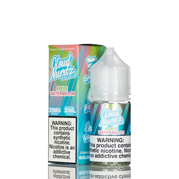 Cloud Nurdz Salts E-Liquid - Watermelon Apple Iced - 30mL - 50mg