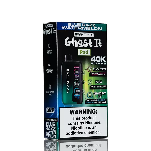 SYNTRIX x Pod Juice Ghost It 40K 40000 Puffs Disposable Vape - 14mL - Watermelon Apple Gush - Image 3
