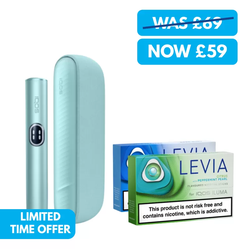 IQOS Iluma i Heated Tobacco Device Bundle (LEVIA Sticks) - IQOS / Breeze Blue / Midnight Black / Leaf Green / Vivid Terracotta / Digital Violet / Heated Tobacco
