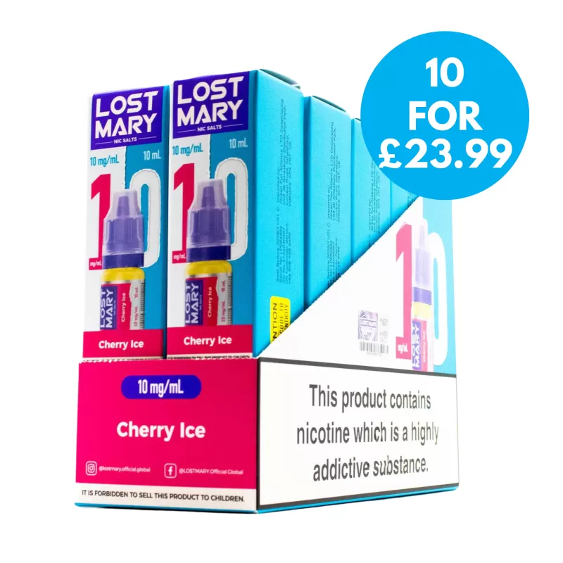 Box Of 10 – Lost Mary 10mg (1%) Nicotine Salt E-Liquid 10ml