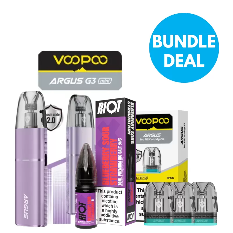 5mg (0.5%) Voopoo Argus G3 Mini Pod Kit Bundle - Voopoo / Pod Kit / Grass Green / Hot Pink / Lilac Purple / Midnight Black / Moonlight Silver / Rose Gold / Scarlet Red / Sky Blue / Space Gray