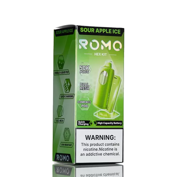 ROMO Hex 50K 50000 Puffs Disposable Kit - Sour Apple Ice - Image 3