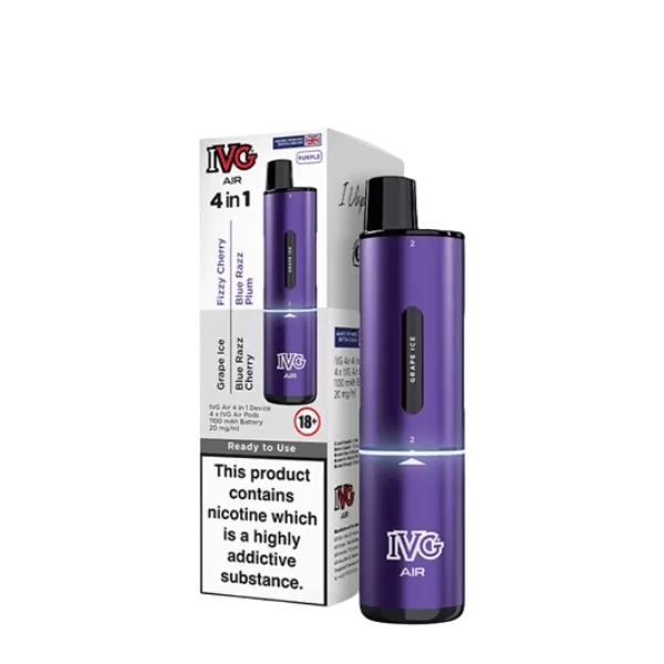 Box of 5 – 20mg (2%) IVG Air 4 In 1 Prefilled Pod Vape Kit - Image 3