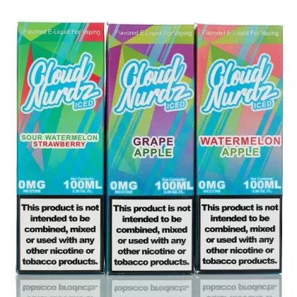 Cloud Nurdz ICED E-Liquid - No Nicotine Vape Juice - 100ml - Sour Watermelon Strawberry Iced