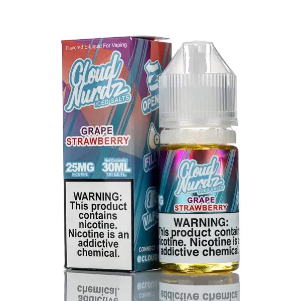 Cloud Nurdz Salts E-Liquid - Grape Strawberry Iced - 30ml - 25mg