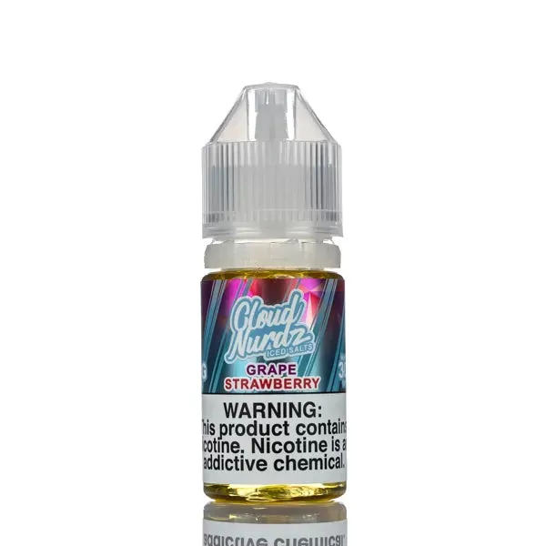 Cloud Nurdz Salts E-Liquid - Grape Strawberry Iced - 30ml - 25mg - Image 2