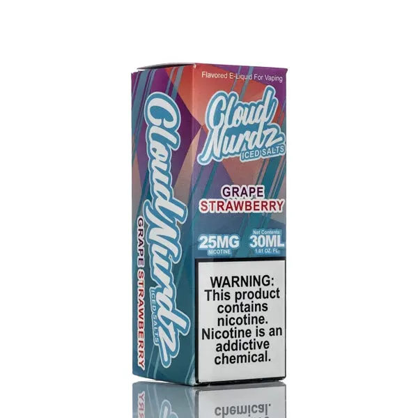 Cloud Nurdz Salts E-Liquid - Grape Strawberry Iced - 30ml - 25mg - Image 3