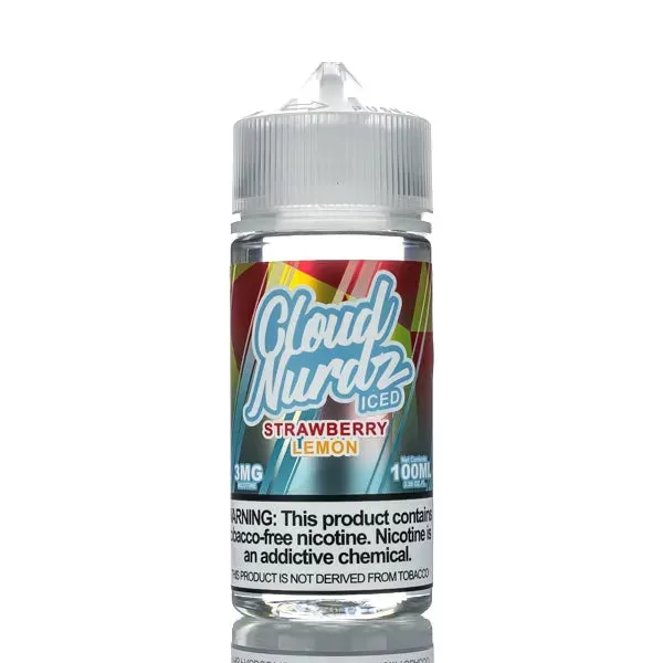 Cloud Nurdz E-Liquid - Strawberry Lemon Iced - 100ml - 3mg - Image 2