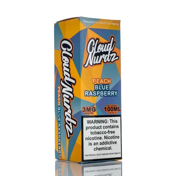 Cloud Nurdz E-Liquid - Peach Blue Raspberry - 100ml - 6mg - Image 3