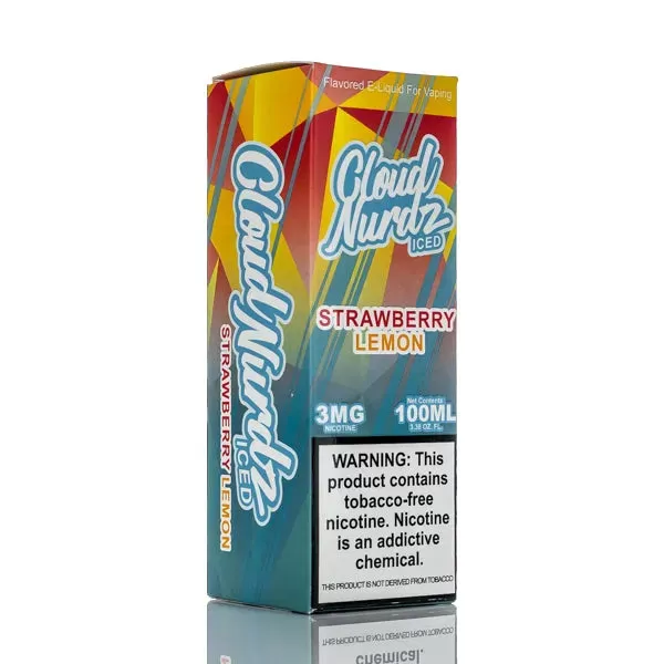Cloud Nurdz E-Liquid - Strawberry Lemon Iced - 100ml - 3mg - Image 3