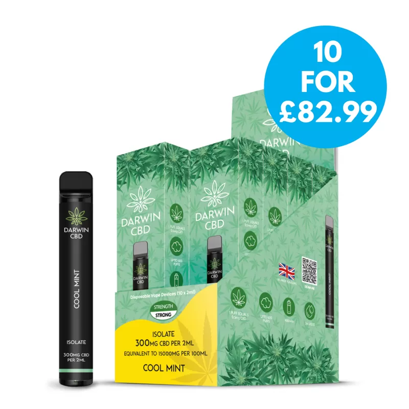 Box Of 10 – Darwin 300mg CBD Isolate Disposable Vape Multipack