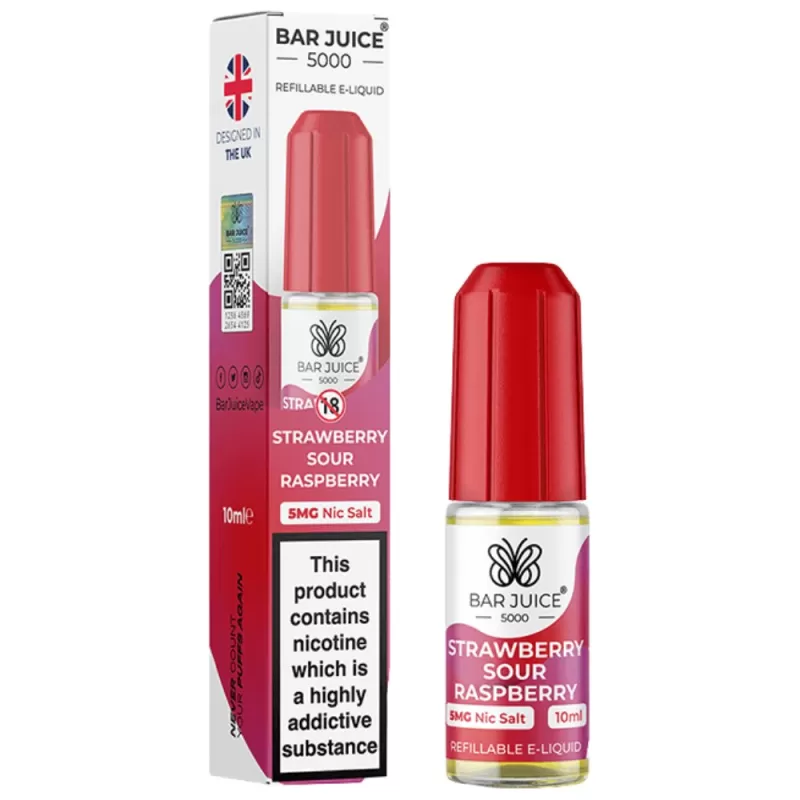 Strawberry Sour Raspberry Nic Salt E-Liquid by Bar Juice 5000 (10ml) - 20mg