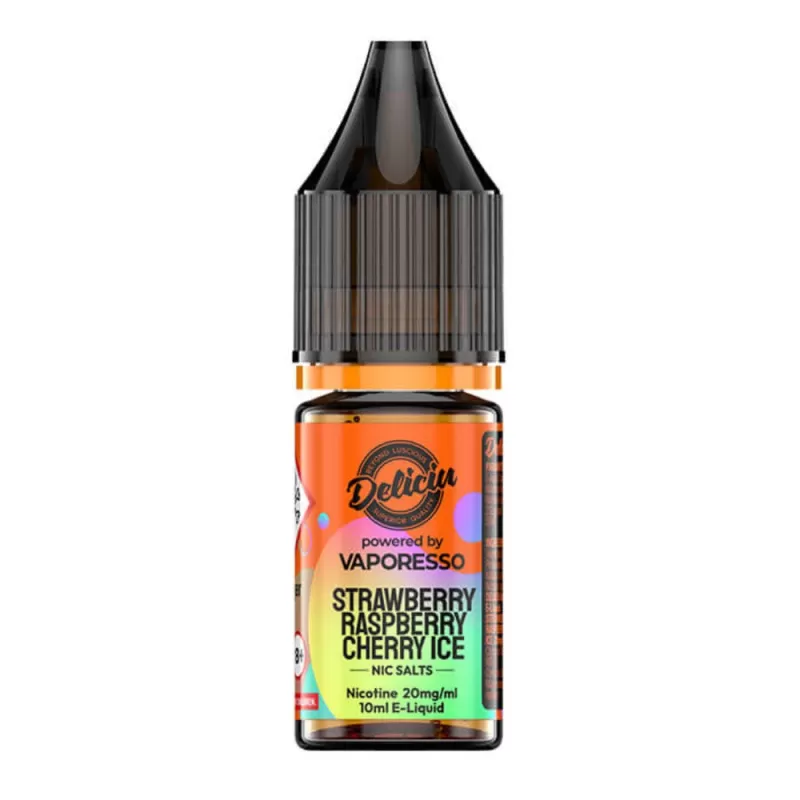 Strawberry Raspberry Cherry Ice Nic Salt E-Liquid by Deliciu (10ml) - 10mg