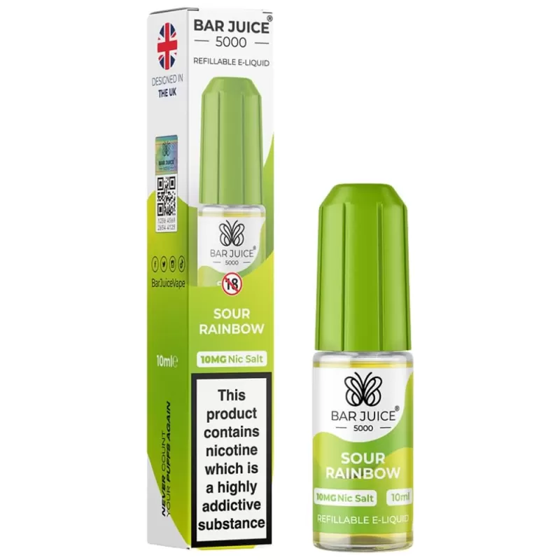 Sour Rainbow Nic Salt E-Liquid by Bar Juice 5000 (10ml) - 10mg