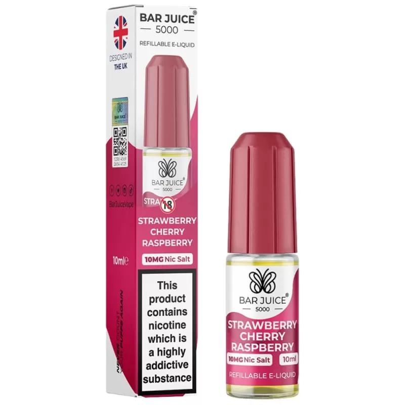 Strawberry Cherry Raspberry Nic Salt E-Liquid by Bar Juice 5000 (10ml) - 20mg