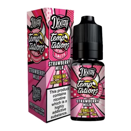 Strawberry Milk Nic Salt E-Liquid Temptations Series by Doozy Vape Co (10ml) - 10mg