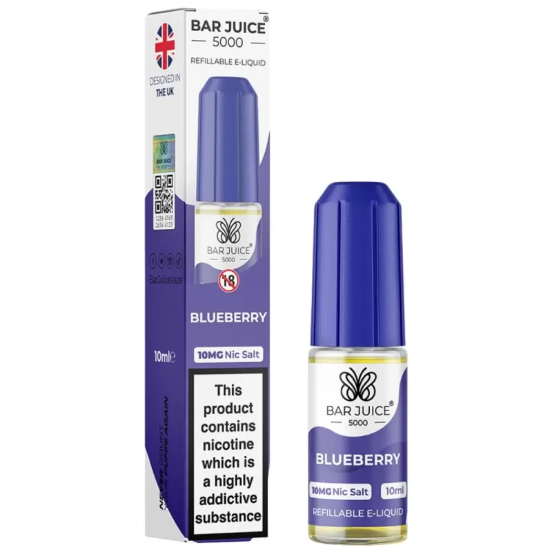Blueberry Nic Salt E-Liquid by Bar Juice 5000 (10ml) - 10mg