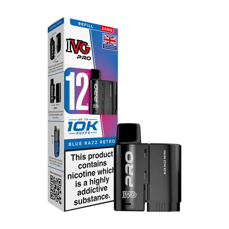Blue Razz Retro IVG Pro 12 Refill Pack - 20mg