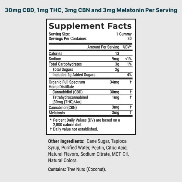 Joy Organics CBD Sleep Gummies – Nighttime Berry, Full Spectrum | 30ct, 30mg THC + 90mg CBN + 900mg CBD - Image 3