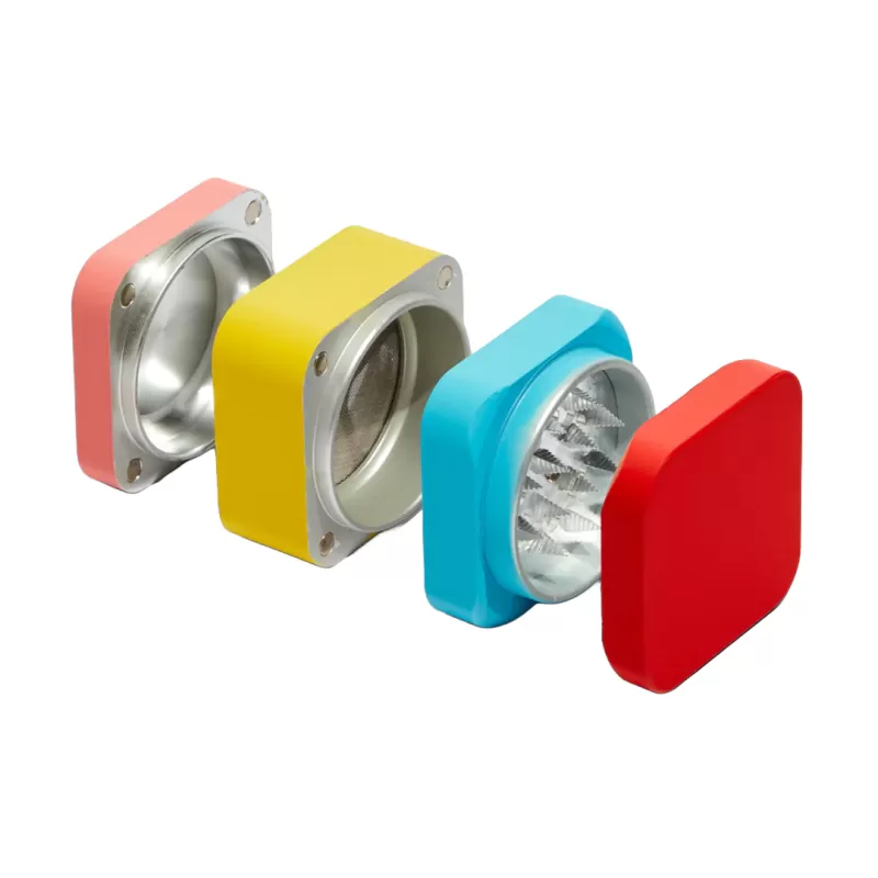 Colorblock Grinder – 4-Piece Rubberized Metal Herb Grinder (2.25″) - Image 2