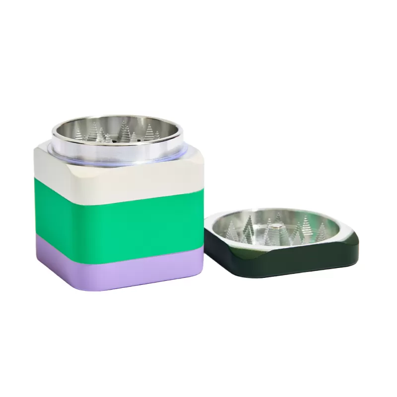 Colorblock Grinder – 4-Piece Rubberized Metal Herb Grinder (2.25″) - Image 3