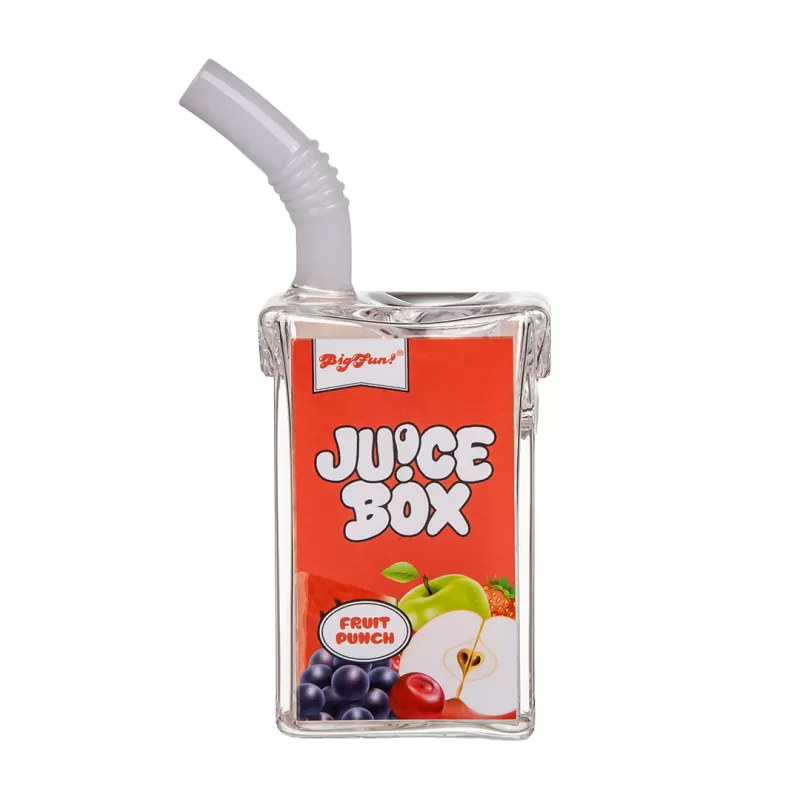 BigFun Juice Box Bubbler – Nostalgic Glass Water Pipe with Slit Perc (5″)
