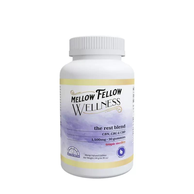Mellow Fellow Wellness 30pc CBD Gummies Rest Blend Tropic Medley – 1500mg - Image 3